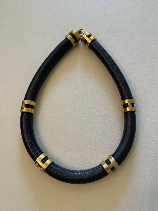 Lizzie Fortunato Double Take Necklace in Black Leather - Picture 1 of 4
